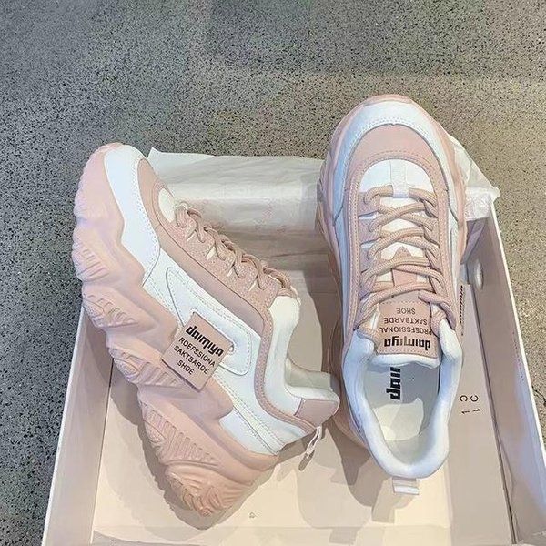 Zapatos De Plataforma De PU De Alta Calidad Nuevos Zapatos Casuales Para Mujer Transpirables Para Exteriores Suela Gruesa Zapatillas Chunky Zapatillas Mujer 39-image