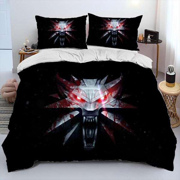 3D The W-Witcher Juego Gamer Dibujos Animados Colcha Juego De Cama, Funda NóRdica Juego De Cama Funda De Colcha Funda De Almohada, Juego De Cama TamañO King Queen 200X200Cm-image