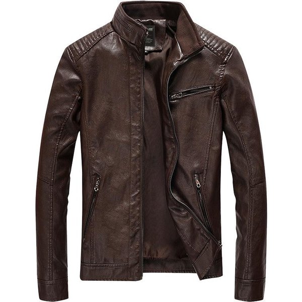 Chaqueta De Cuero PU Nueva Para Hombre Primavera Y OtoñO Chaqueta De Cuero Para Hombre Chaqueta De Cuero Fina Estilo Motero 5XL Black-image
