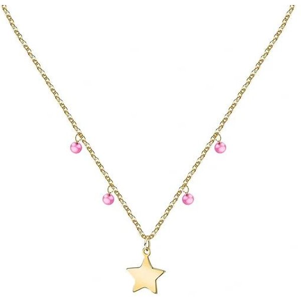 Collar De Acero Tono Dorado La Petite Story Con ZircóN Fucsia LPS10ARR06 Para Mujer Beige-image