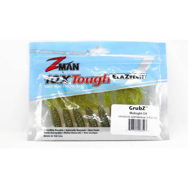 Zman Soft Lure Grubz 2,5 Cal 8/Opakowanie Midnight Oil (3523)-image