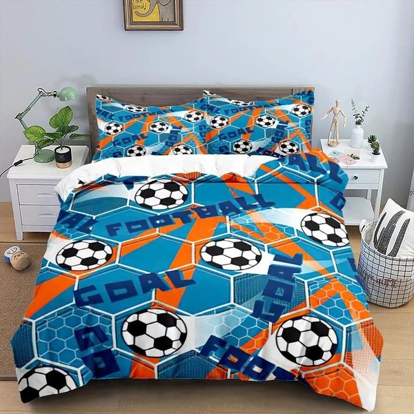 Juego De Cama 3D De FúTbol Fresco Funda NóRdica Fundas De Almohada EdredóN Ropa De Cama DecoracióN De HabitacióN Para NiñOs Regalo TamañO Individual Queen King 135X200Cm-image