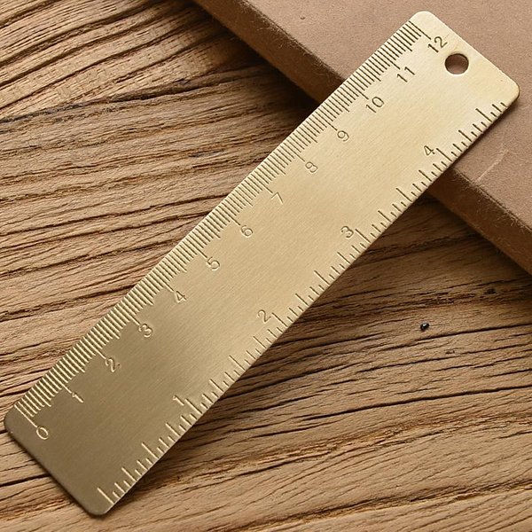 Wintage MosiężNa Prosta Linijka Dla UcznióW Kreatywna Metalowa Linijka ArtykułY Szkolne Beige-image