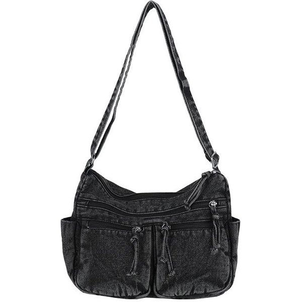 Torba Jeansowa Damska Torba Na Ramię O DużEj PojemnośCi Wielokieszeniowa Torba Kurierska Crossbody-image
