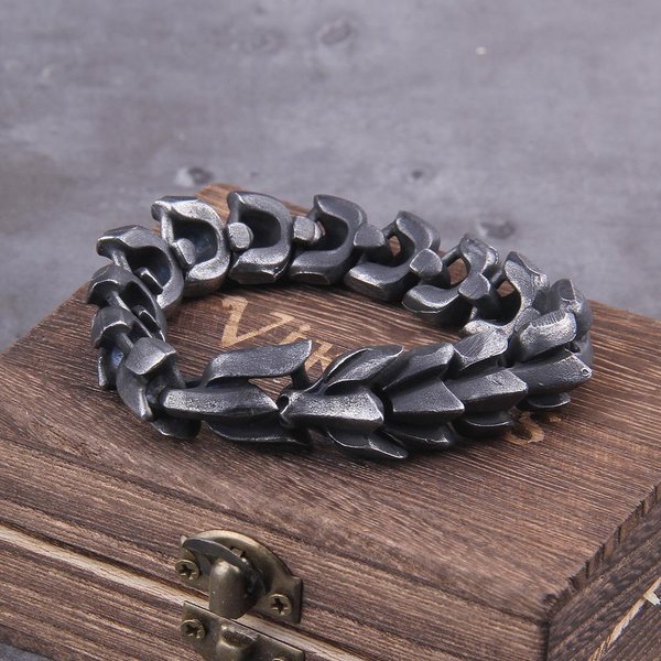 Bransoletka Viking Ouroboros Vintage Punk Dla MężCzyzn Ze Stali Nierdzewnej BiżUteria Modna Hippop Kultura Uliczna 21Cm Czarny-image