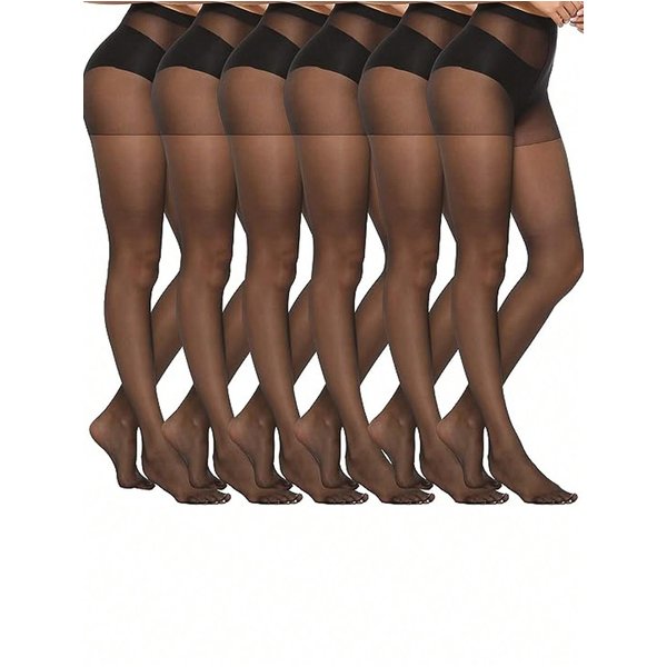 6 Pares De Medias Moldeadoras Transparentes Para Mujer 2 Colores Disponibles Pantimedias De Cintura Alta M Brown-image