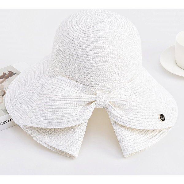 Sombrero De Verano Plegable De Ala Ancha Para Mujer Con Lazo Tejido, Para ProteccióN Solar Y ProteccióN Uv, Sombrero De Sol Moderno Y VersáTil One Size Caqui-image