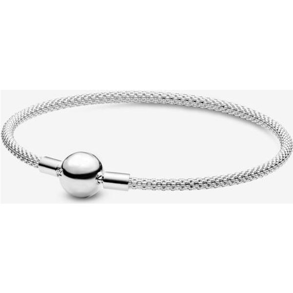 Pulseras De Plata De Ley 925 AutéNticas Moments, Cadena De Serpiente, Pulsera De Cuero Con Dijes, Dijes Originales Para Mujer, JoyeríA Diy 20Cm White-image