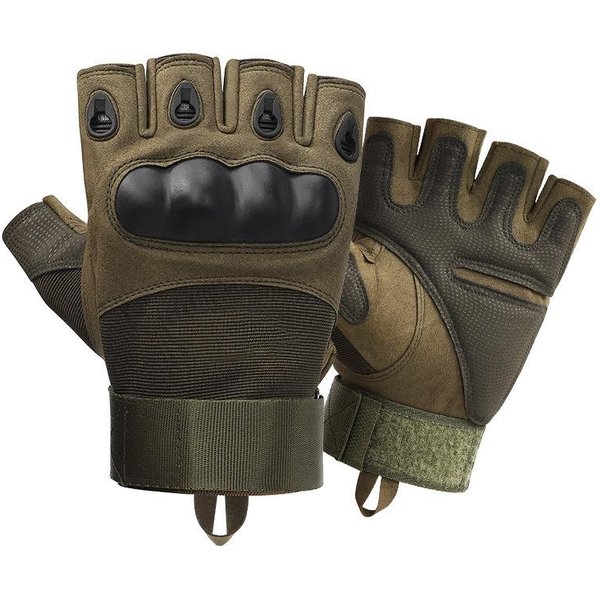 RęKawiczki MęSkie Half Finger Outdoor Wojskowe RęKawice Taktyczne Sportowe Strzelanie Polowanie Airsoft Motocyklowe RęKawiczki Rowerowe XL Kolor Zielono-Szary Wojskowy-image