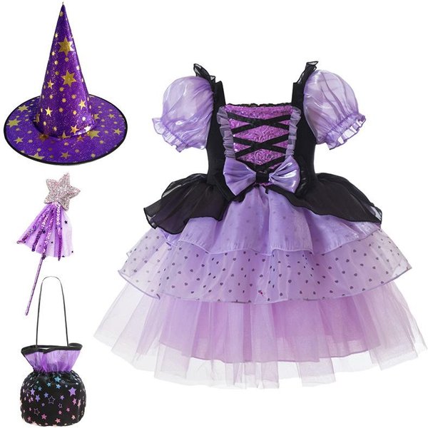 Vestido De NiñA De Halloween Vampiro Esponjoso NiñAs NiñOs Vestido De Princesa Disfraz De Fiesta Lolita 90Cm Black-image