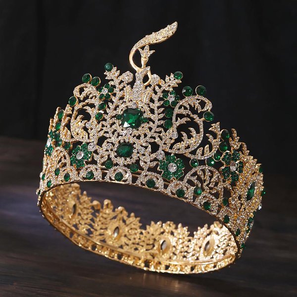 Barokowy DużY Diadem Korona ŚLubna Konkurs Miss Tiary Nakrycie GłOwy Panna MłOda Suknia ŚLubna BiżUteria Do WłOsóW Akcesoria Beige-image