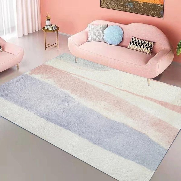 Dywan Do Salonu Ins Pink Rainbow Nowoczesny Uroczy Dywan Do Dekoracji Pokoju Dziewczynki MięKki Dywan Do Sypialni Mata Do Dekoracji Malarskiej Dla Dzieci 160*230Cm-image