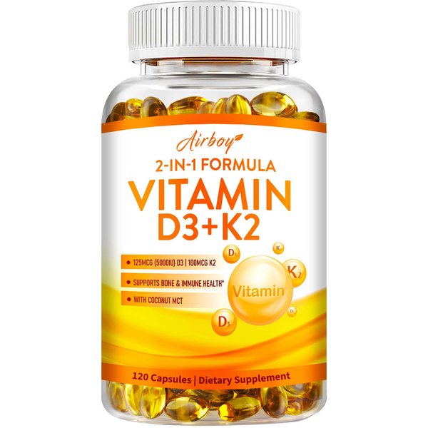 Vitamina D3 + K2 - Aceite De Coco - Salud ÓSea Y Articular, Apoyo InmunolóGico Y MetabóLico 120 Beige-image