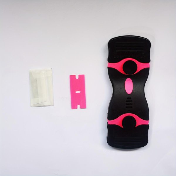 Herramienta Rascador De Cuchilla De Afeitar, Rascador De Cuchilla De Doble Filo Con 2 Cuchillas, Removedor De Pegatinas Rascador Limpiador Para Pintura, CalcomaníAs, Adhesivo Color Rosa-image