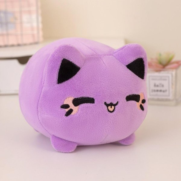 Pluszaki Czarny Kot Pluszowy RóżOwy Brzoskwiniowy Uroczy Pluszak Kociak Pluszowe Zabawki KreskóWka Kawaii Kot MięKkie Lalki Zabawka Dla Dzieci-image