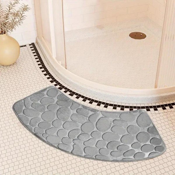 WygięTa Mata ŁAzienkowa Pogrubiona Mata AbsorbująCa Do Kabiny Prysznicowej Mata Pod Drzwi Toaleta ŁAzienka Mata AntypośLizgowa Odporna Na Zabrudzenia Mata WejśCiowa 100*40Cm-image