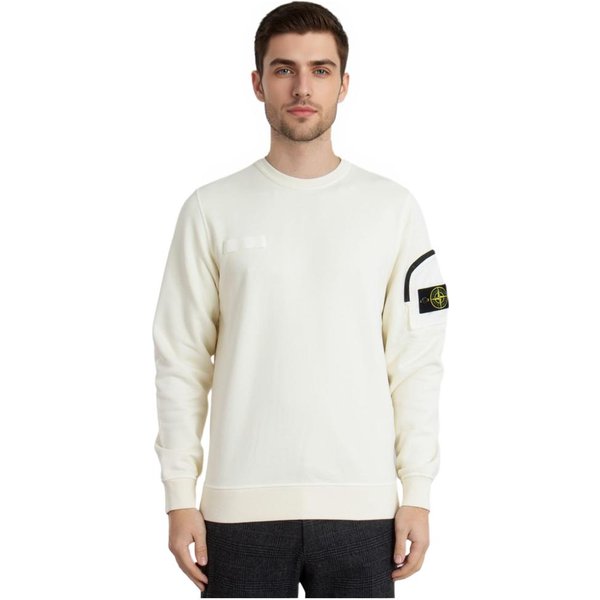 Stone Island GłAdka Bluza Z Naszywką I OkrąGłYm Dekoltem Z DłUgim RęKawem MęSka Bluza Off-White K1S156100003S0123-V0093 M-image