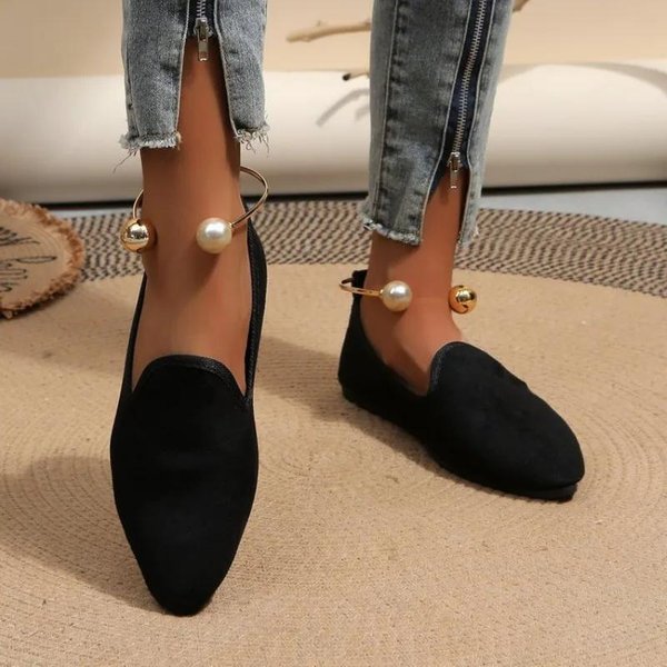 Zapatos De Moda Para Mujer Zapatos Planos De Punta Para Mujer Casual VersáTil Zapatos Planos Lazy Para Mujer SóLido Boca Ligera Plano Tacones Bajos 43 Negro-image