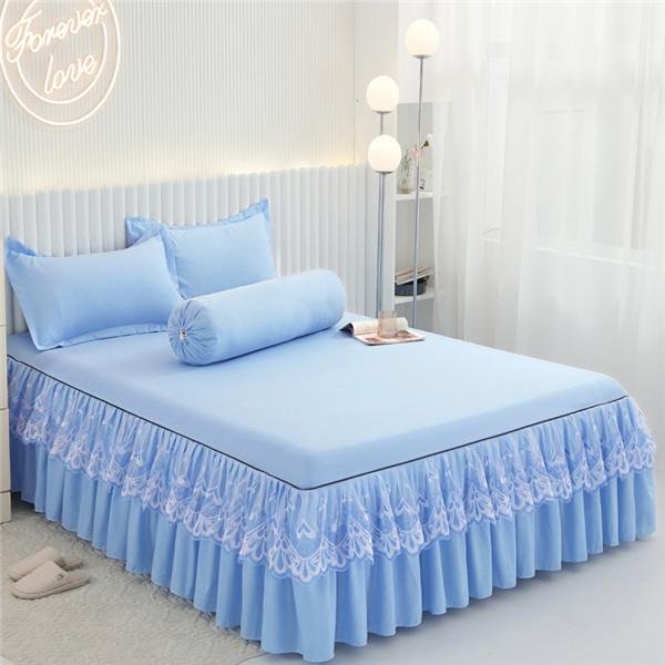 3 Szt. Luksusowa Para Narzuta Na Materac SpóDnica Z Falbanami KołDra Elastyczna Dopasowana Pojedyncza PodwóJna Narzuta Na PrześCieradłO 180X220Cm 3PCS/1 Set-image