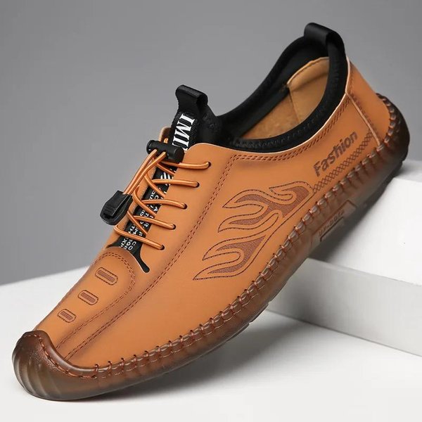 MęSkie Codzienne JednonożNe SkóRzane Buty, Buty Lazy Bean, Modne Sznurowane MięKka Podeszwa MięKkie MęSkie Buty 43 Black-image