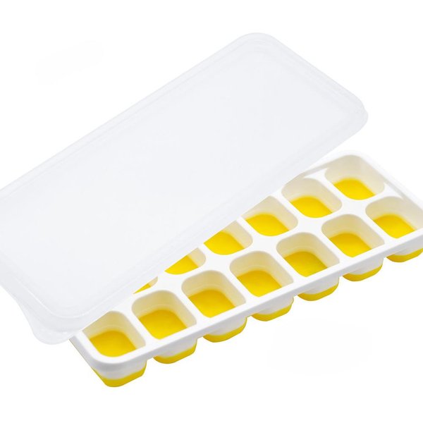 Bandeja Para Cubitos De Hielo De 14 Compartimentos Molde De Silicona Molde Para Bandeja De Cubitos De Hielo Cuadrados Fabricador De Cubitos De Hielo No TóXico Duradero Bar Pub Vino Fabricador De Bloques De Hielo Amarillo-image