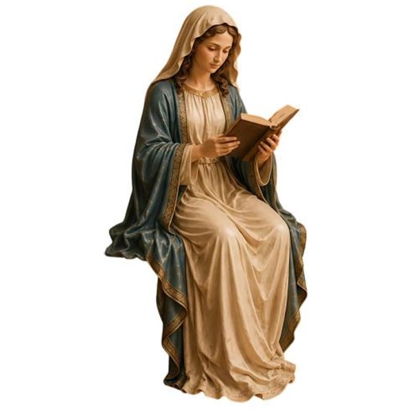 Figurka Matki Boskiej Do Czytania Na PółKę, ŻYwiczna Statuetka Jezusa SiedząCa Na PółCe, RzeźBa Dekoracyjna Do Domu I Biura, Prezent Dla MiłOśNikóW KsiążEk Womens M-image