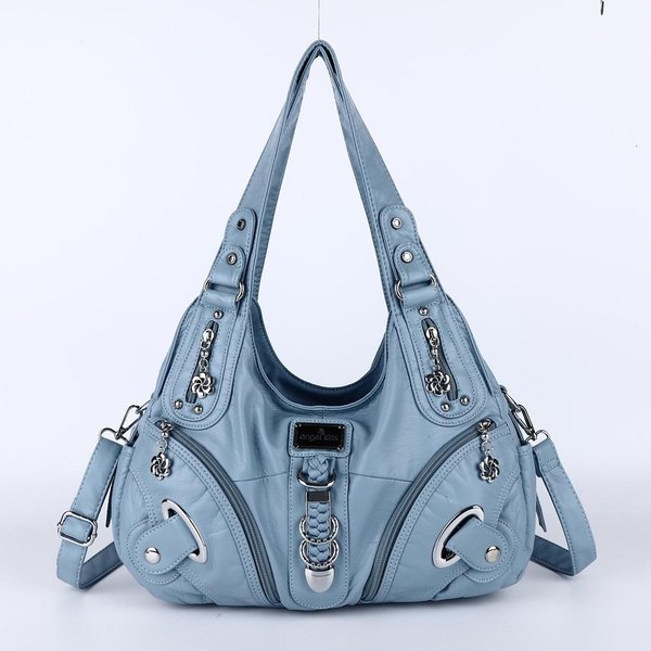 Angel Kiss Bolsos De Mano Para Mujer Bolso De Hombro De Moda Bolso Azul Con Asa Superior Bolso Bandolera Bolso Tipo Bollo Bolso De Hombro Con MúLtiples Bolsillos Cartera Grande (30Cm-image