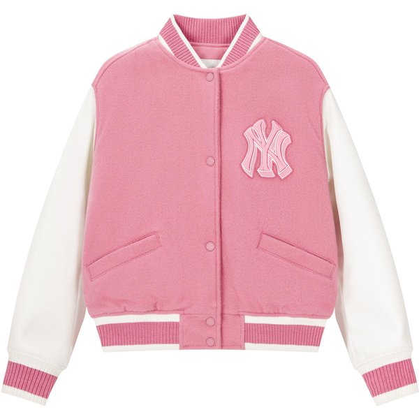 MLB 23FW New York Yankees Modna Trendy KróTka Kurtka Baseballowa Damska Okrycie Wierzchnie RóżOwa 3FJPV0134-50PKS XS White-image