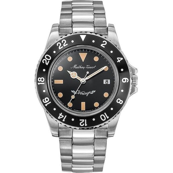 Reloj Mathey-Tissot Mathy Vintage De Acero Inoxidable Con Esfera Negra De Cuarzo H900AN Para Hombre Negro-image