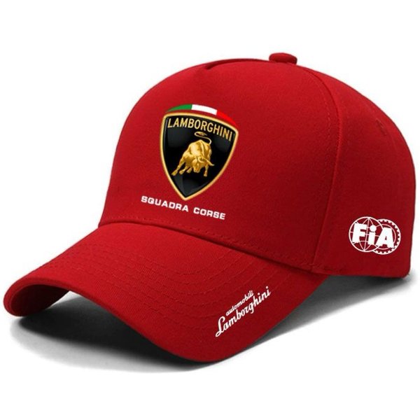 BawełNiana Regulowana Czapka Baseballowa Z Logo Samochodu Akcesoria ZewnęTrzne Do SamochodóW Dla Lamborghini Urus Huracan Aventador Akcesoria Premium Czerwony-image