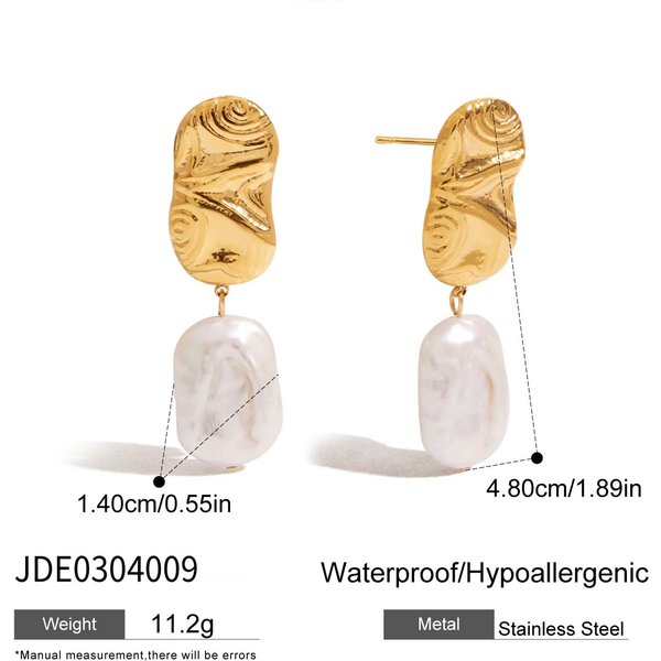 Pendientes Colgantes De Perlas Naturales Youthway, JoyeríA De Moda Para Las Orejas, Chapados En Oro, Elegantes Pendientes Colgantes Para Uso Diario. Beige-image