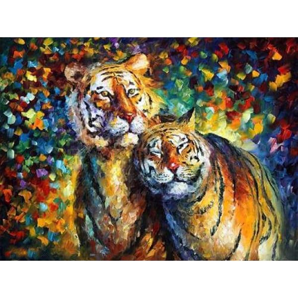 Bordado De PedreríA Bordado ArtesaníAs Pintura Dulzura Tigre Siberiano Bordado De Diamantes 20X30CM-image