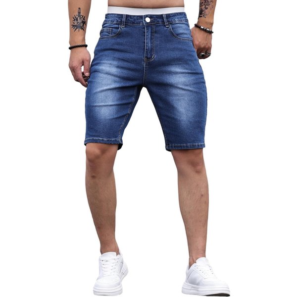 Pantalones Cortos Casuales De Verano Para Hombre, Pantalones Cortos Vaqueros De Moda Vintage M-image