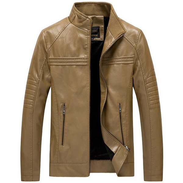 Chaquetas De Cuero Para Hombre De OtoñO E Invierno, Chaquetas De Cuero Para Motociclista Con Cuello Alto, Chaquetas De Moda 4XL-image