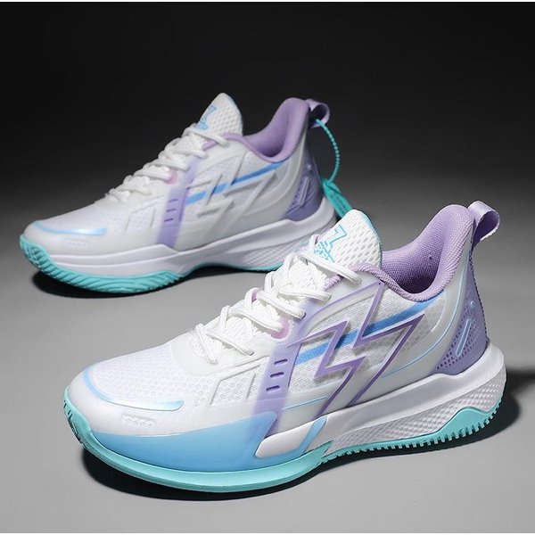 2025 Nowe Popularne Buty Do KoszykóWki Siateczkowe OddychająCe Gumowa Podeszwa Buty Do Biegania Sportowe MęSkie I Damskie AntypośLizgowe Buty Do Biegania 37 White-image