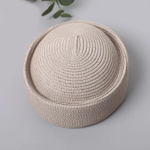 Boina Francesa Sombrero De Paja Para Mujer Gorra De Verano CíRculo Tejido Sombrero De Sol Iglesia Derby Fiesta Anfitrionas Sombrero Calavera SombrereríA Base Para Fascinator 56-58Cm-image