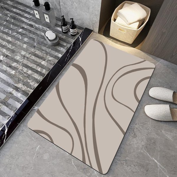Prosta Mata ŁAzienkowa Silikonowa Jednokolorowa Mata PodłOgowa Z MułU Alginowego Odporna Na Zabrudzenia I ŁAtwa W PielęGnacji Mata Pod Drzwi ŁAzienkowe Mata ChłOnna 40*60Cm Gray-image