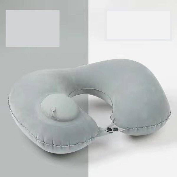 Almohada Inflable De Viaje TPU Prensado Inflable Almohada En Forma De U Viaje Al Aire Libre Almacenamiento PortáTil Almohada Para El Cuello Viaje Sambo Gris-image