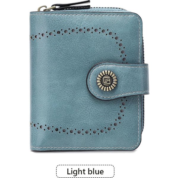 Modny Retro Damski Portfel KróTki SkłAdany Na Pół Etui Na Karty Wielokieszeniowy Zapinany Na Zamek Portmonetka Na Monety SkóRa PU Klamra Mini KopertóWka MałY Portfel Gray-image