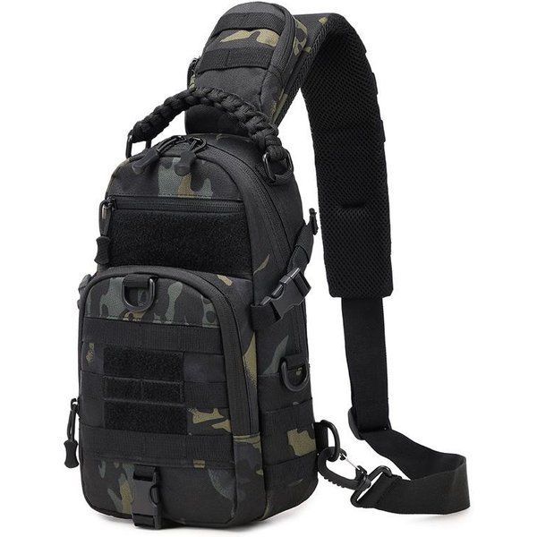 Torba Piersiowa Kempingowa Taktyczny Plecak Dla MężCzyzn Sportowa Torba Na Ramię Outdoor Turystyka Wspinaczka Rowerowa WęDkarstwo PodróżE Torba Typu Sling Molle Saszetka-image