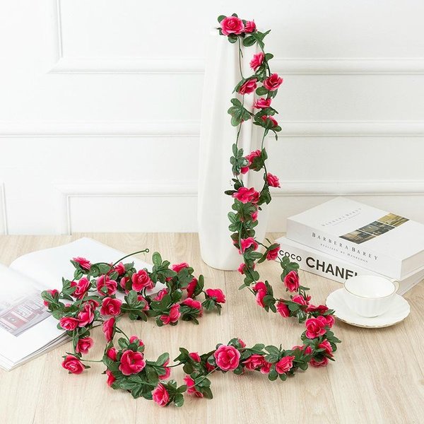 2.5M Rosa Seda Artificial Para Guirnalda De Boda Planta Falsa Flores Enredadera HabitacióN Del Hogar Colgante De Pared De Boda Arco De JardíN DecoracióN DIY-image