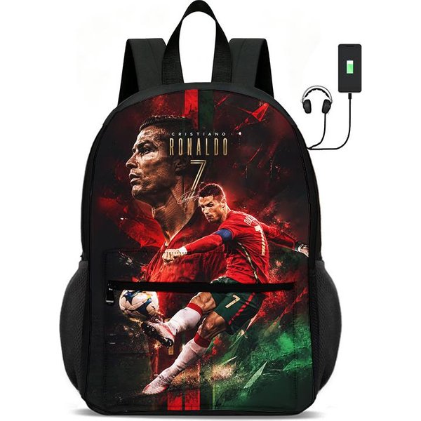 Mochila Estrella De FúTbol Mochila Ronaldo Aprender, Viajar Bolsas Escolares Bolsas De Gran Capacidad Deporte De FúTbol Mochila Para Estudiantes-image