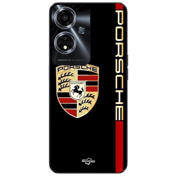 Funda Para Oppo A59 5G Logotipo Porsche Rojo Y Dorado Fondo Negro Maniacase Negro-image