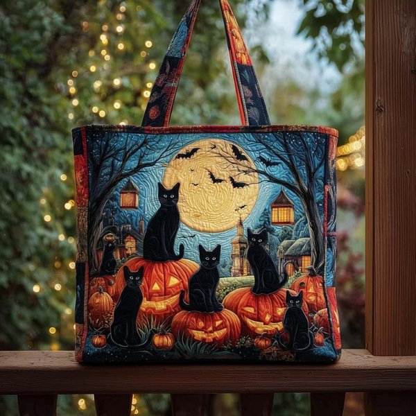 Nueva Serie De Gatos Estampado Digital Moda Popular Bolso Tote Bolso Tote Acolchado Para Hombro Bolso De Mano Duradero Casual Para Viajes Compras Viaje Diario 34X40X10Cm Black-image