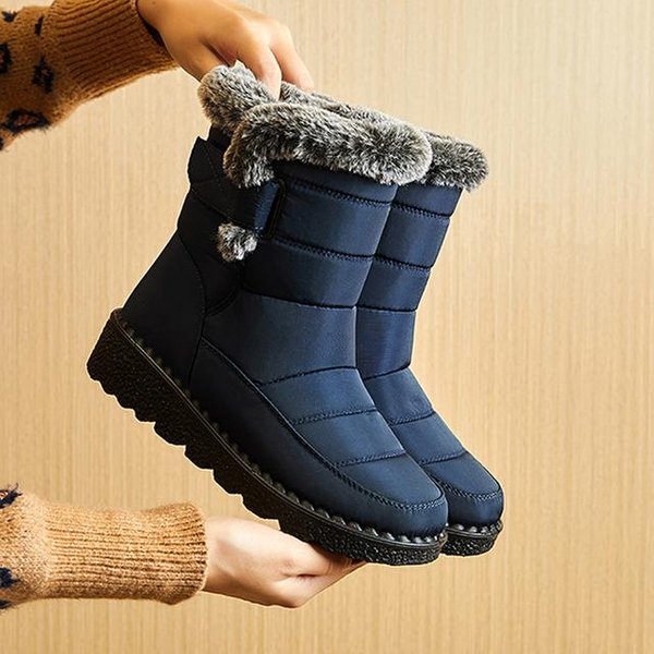 Botas De Invierno Impermeables Para Mujer, Botas De Nieve Largas De Felpa De Piel SintéTica, Botines De Plataforma Para Mujer, Zapatos CáLidos De AlgodóN Para Parejas 40 Black-image