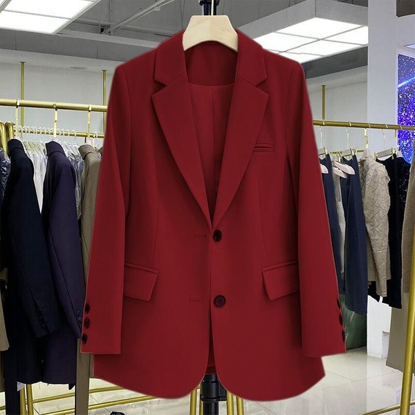 Moda OtoñO Nuevo Chaqueta Blazer Mujer Casual Bolsillos Manga Larga Chaqueta Traje De Trabajo Abrigo Oficina Dama SóLido Delgado Negro Blazers M Gray-image