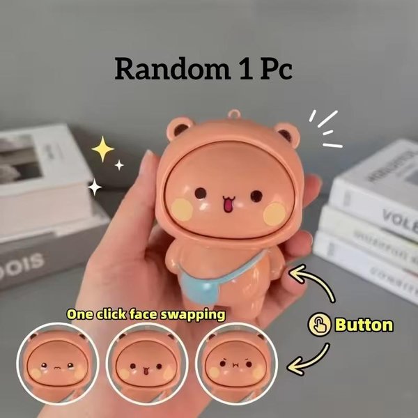 Yier Bubu Lalka ZmieniająCa Twarz Naciskana Jednym KliknięCiem Breloczek Zabawka Antystresowa Fidget Do Torebki Dekoracja Biurka Kreatywne Prezenty Brown-image