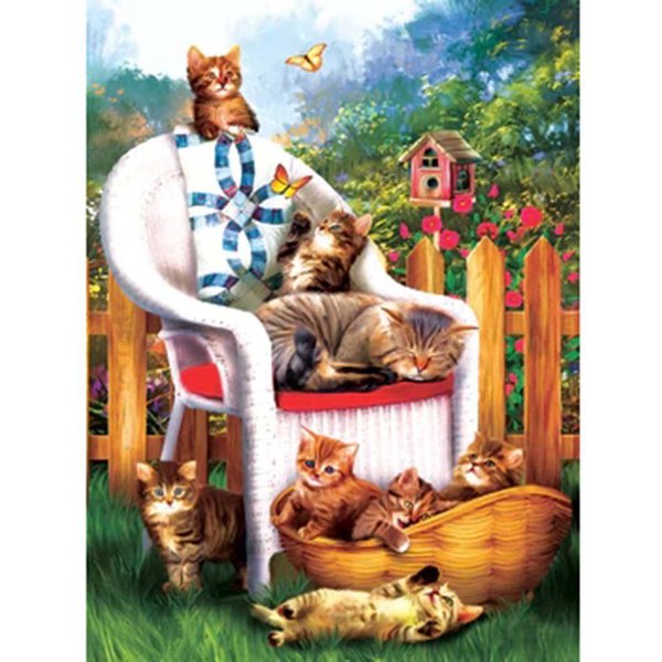 Bordado De Diamantes JardíN Gatos 5D DIY Mosaico De Diamantes Pintura De Diamantes Animales Imagen De PedreríA DecoracióN Del Hogar 20X30CM-image