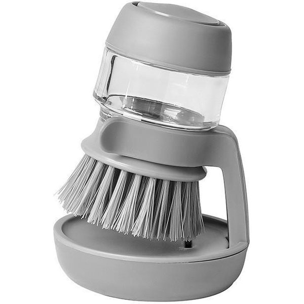 Cepillo Para Lavar Platos Dispensador De JabóN Cepillo De Limpieza DoméStico Para Cocina Con Soporte Venta Caliente Gris-image