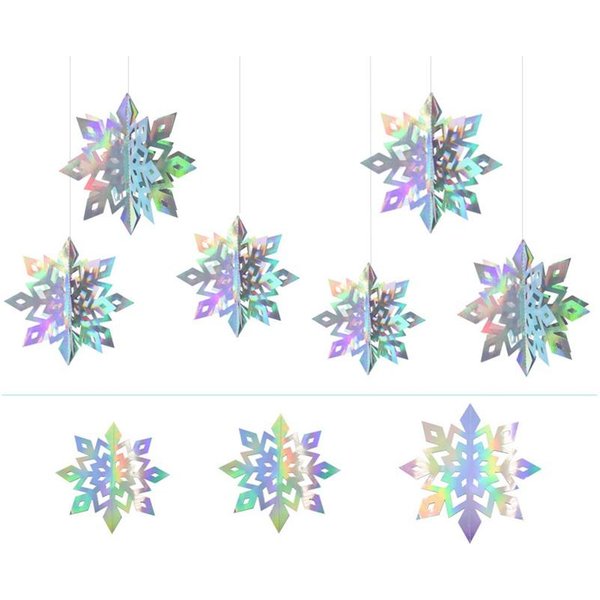 6 Uds 3D Colgante De Copo De Nieve De Papel Colgante De Copo De Nieve De Navidad Colgante De Copo De Nieve Decoraciones Para Fiestas NavideñAs Azul Del Lago-image